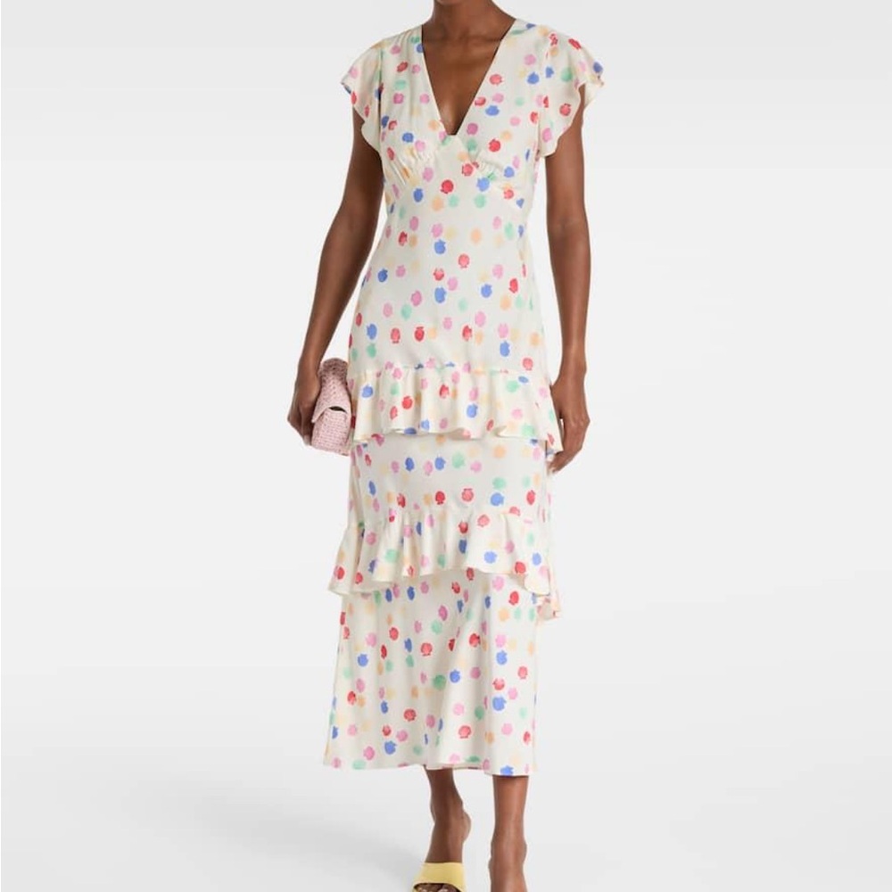 RIXO Meena Shell Print Tiered Maxi Dress NWT